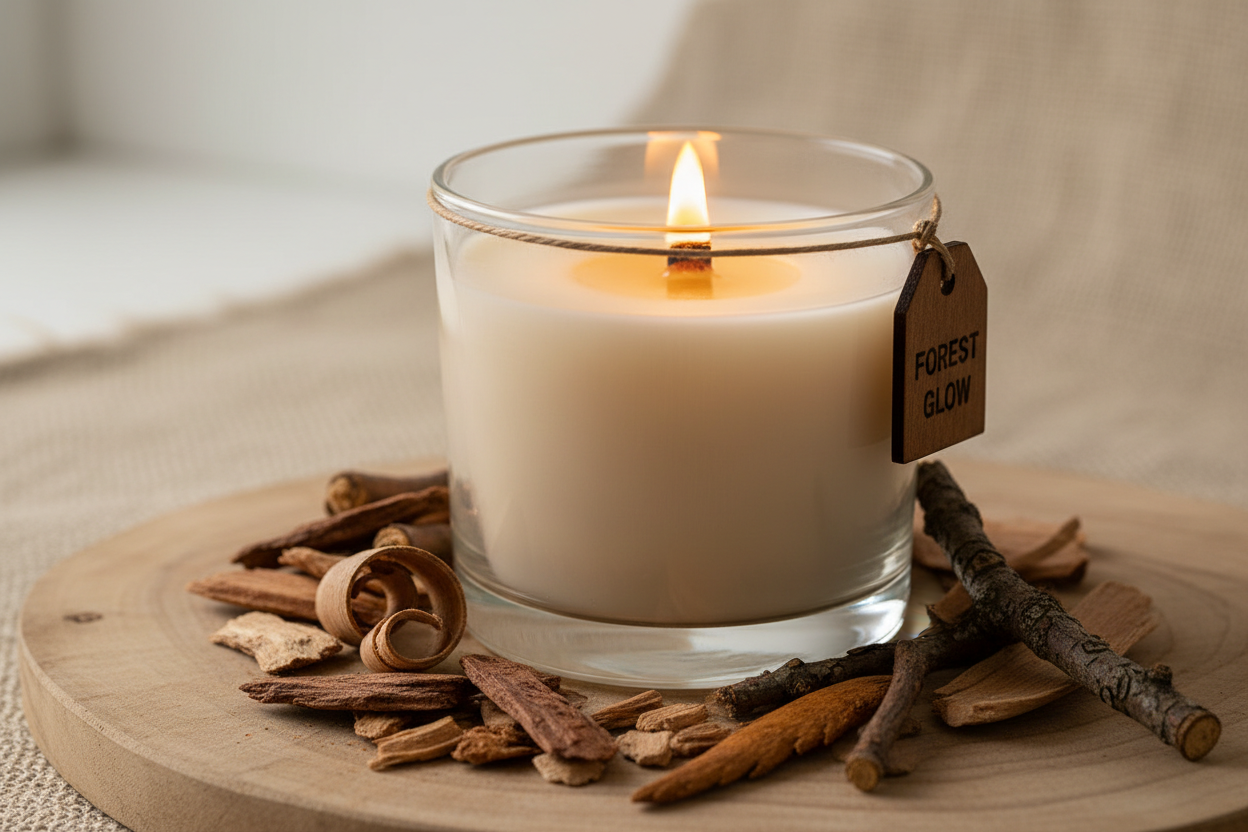 Bougies parfumées boisées