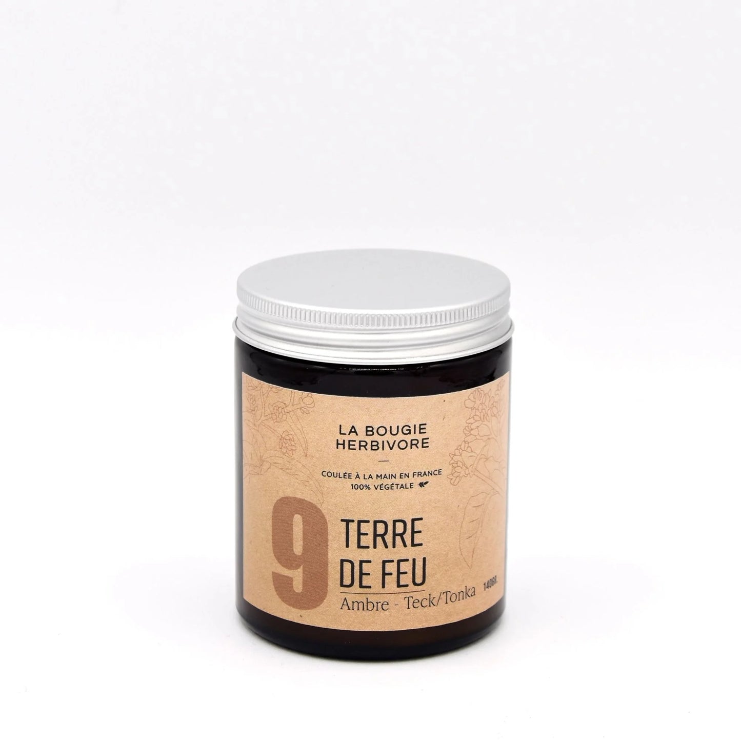Bougie parfumée Ambre, Teck/Tonka No. 9 TERRE DE FEU 140g