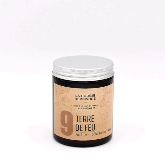 Bougie parfumée Ambre, Teck/Tonka No. 9 TERRE DE FEU 140g
