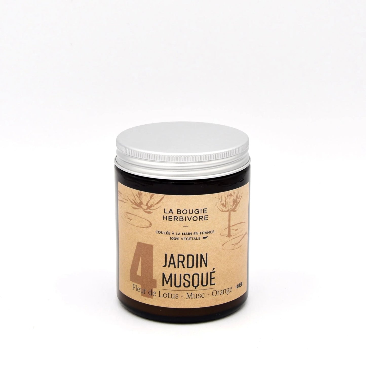 Bougie parfumée Fleur de Lotus Musc Orange No. 4 JARDIN MUSQUE 140G