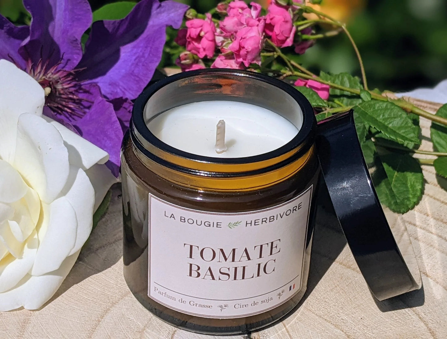 Bougie parfumée Tomate basilic à la cire végétale de soja 90g - La Bougie Herbivore BOUGIE_20H/90G-TOMA 16.00 EUR