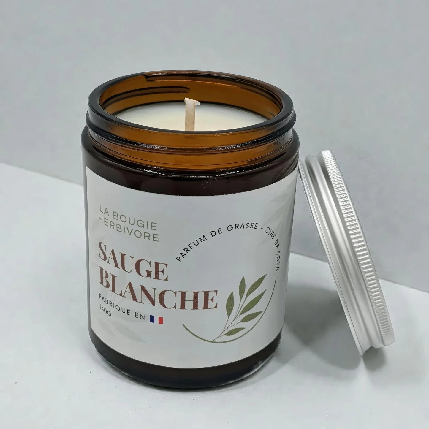 Bougie Parfumée Sauge Blanche - Cire de Soja Naturelle 140g