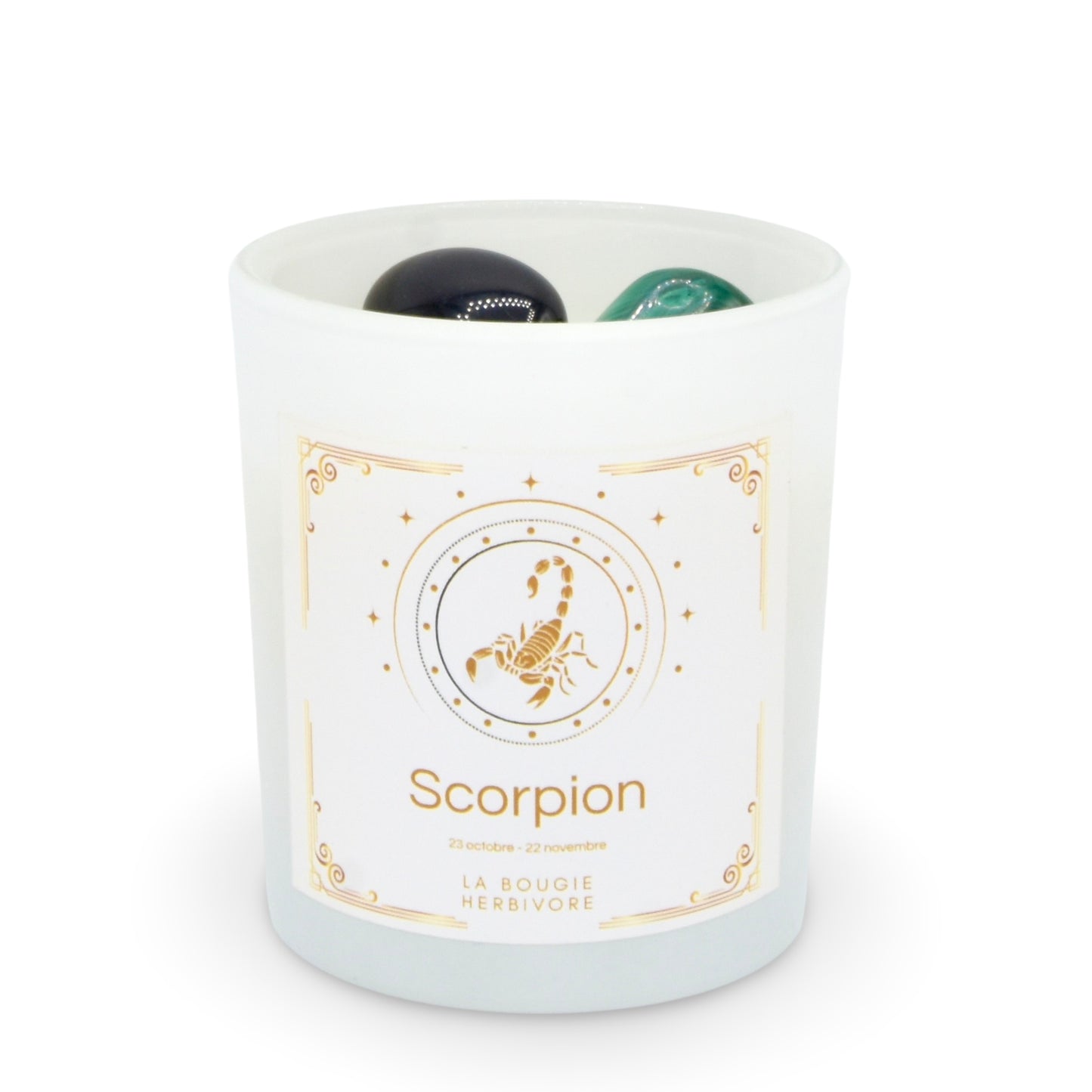 Bougie Astro Scorpion 150G + Pierre Malachite et l’Obsidienne - La Bougie Herbivore BOUGIE_ASTRO-SCORPION 35.00 EUR