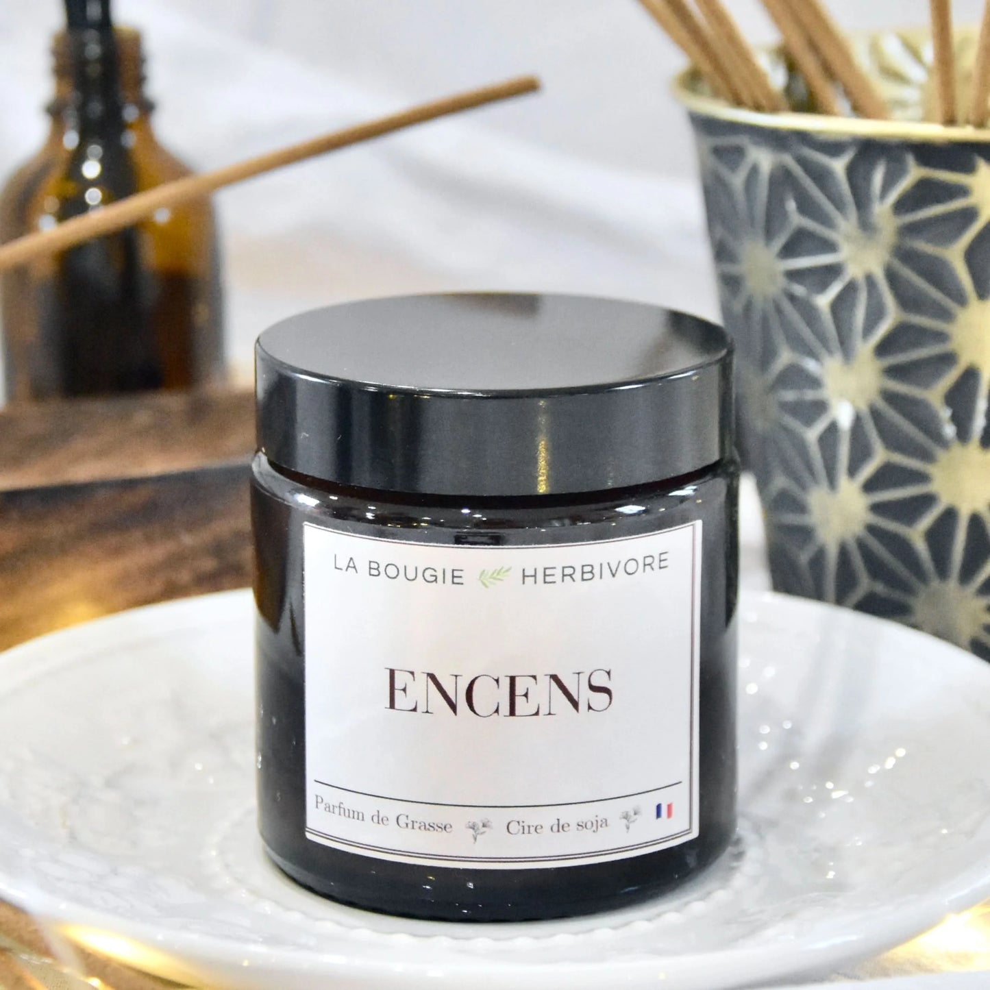 Bougie parfumée Encens à la cire végétale de soja 90g France