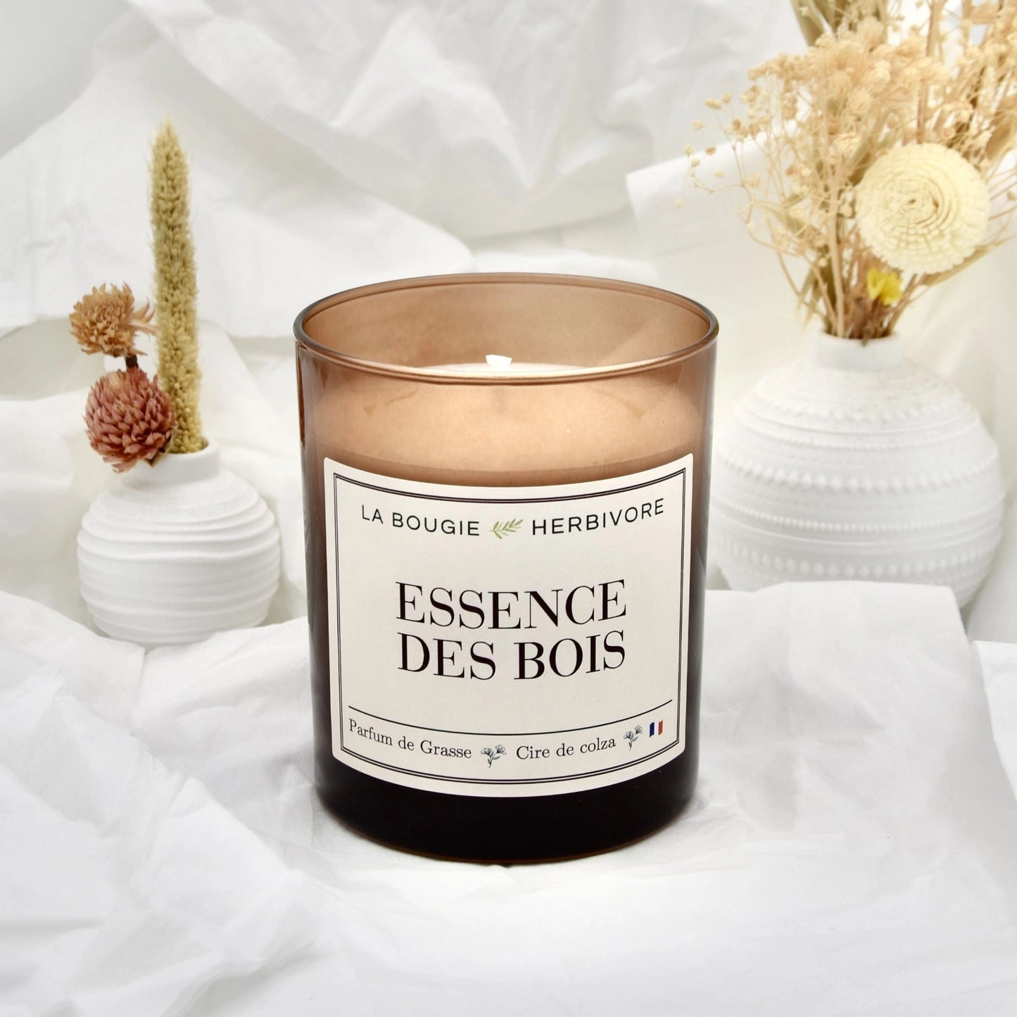 Bougie Parfumée "Essence des bois" Verre Ambré | Cire de Colza | Parfum de Grasse - 180g La Bougie Herbivore Bougies