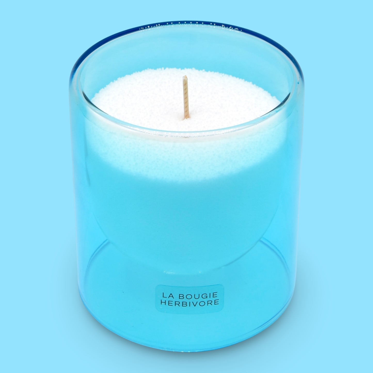 Pack Contenant à Bougie Goutte d'Eau "Bleu" + Recharge Bougie en Perles de Cire Végétale - 400g avec 40 Mèches La Bougie Herbivore Bougies
