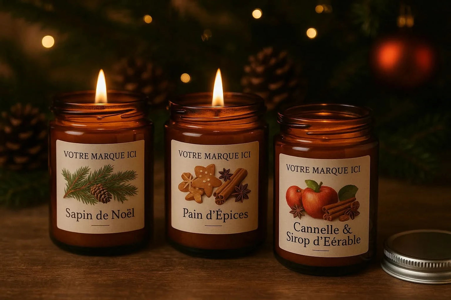 Marque Blanche – Bougies Parfumées de Noël – 140g - La Bougie Herbivore MB-BOUGIE-140G-NOEL-SAPIN 28.00 EUR