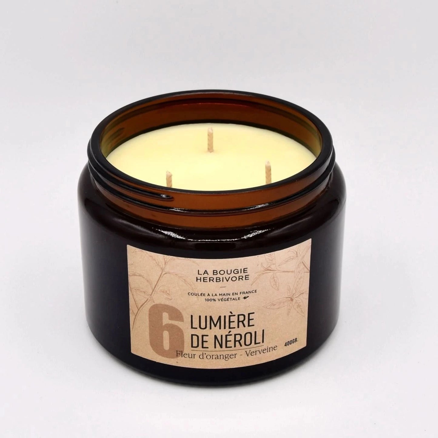 Bougie parfumée No. 6 LUMIERE DE NEROLI - Fleur d'Oranger + Verveine La Bougie Herbivore Bougies