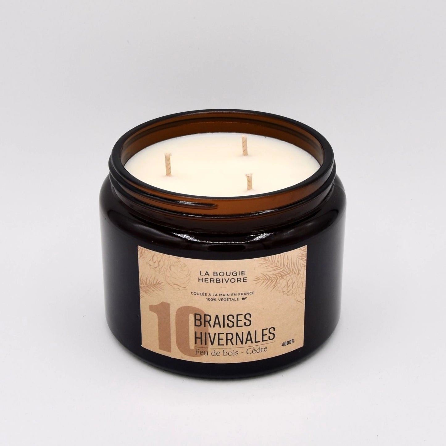 Bougie parfumée No. 10 BRAISES HIVERNALES - Feu de Bois + Cèdre La Bougie Herbivore Bougies
