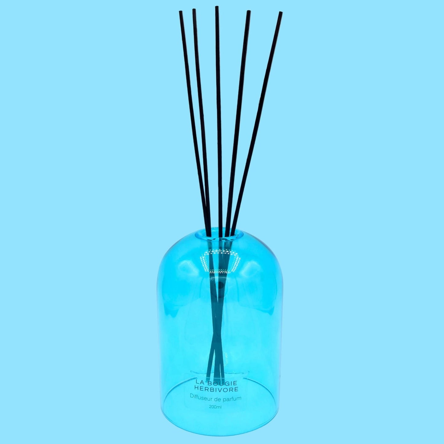 Pack Diffuseur en Verre goutte d'eau "Bleu" 200 ml + Recharge de Parfum La Bougie Herbivore diffuseur