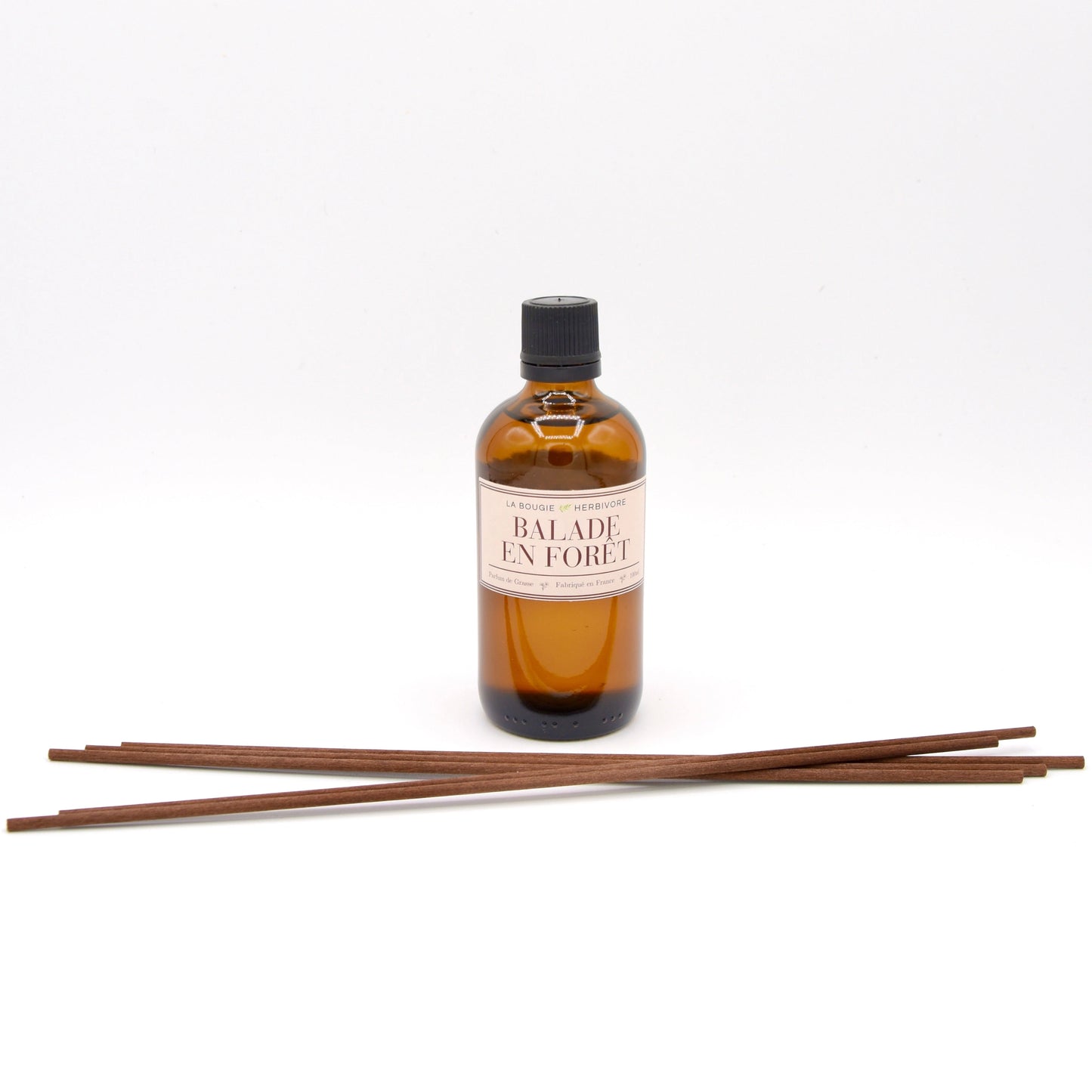 Diffuseur Classique à bâtonnets en Verre Ambré de 100 ml BALADE EN FORÊT La Bougie Herbivore diffuseur