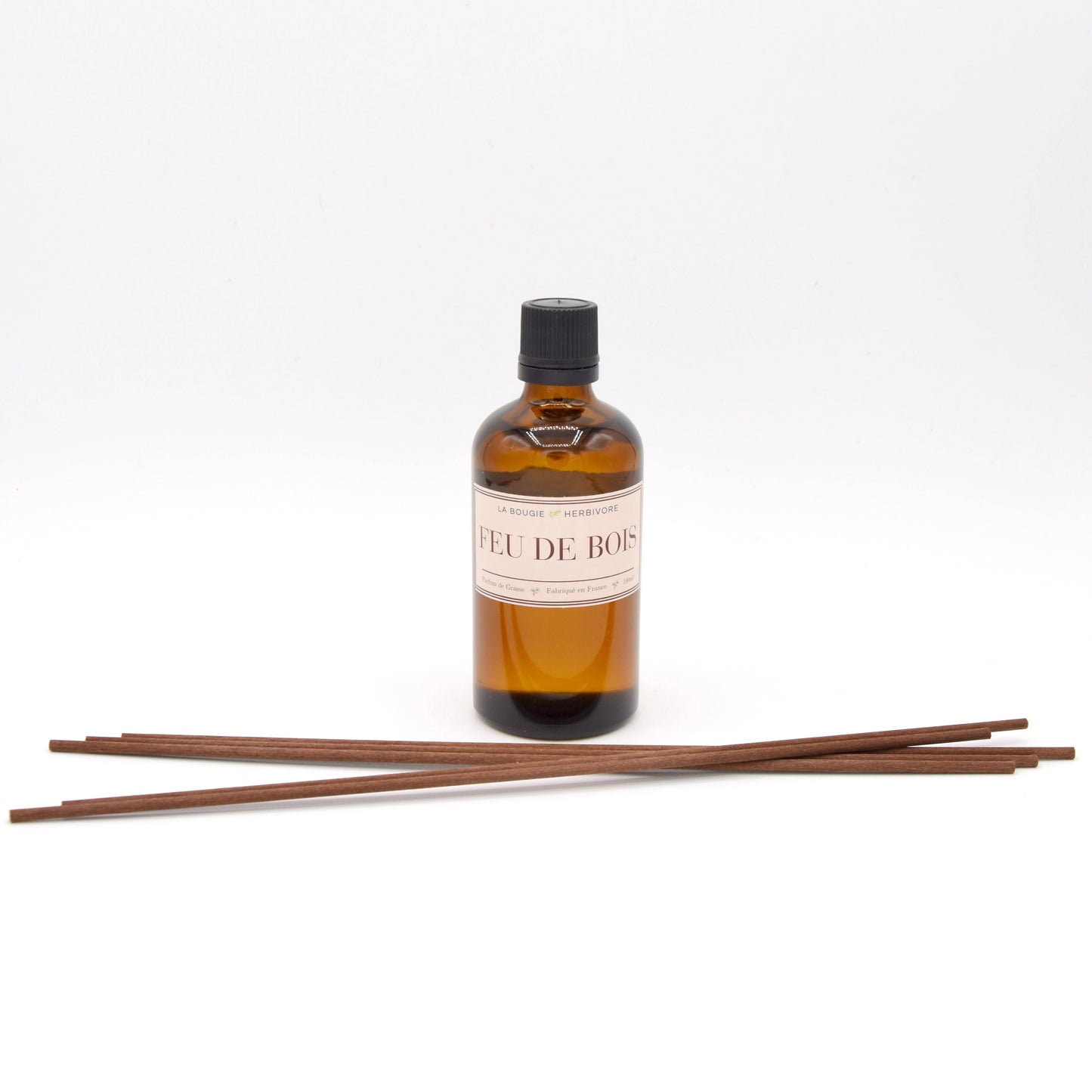 Diffuseur Classique à bâtonnets en Verre Ambré de 100 ml FEU DE BOIS La Bougie Herbivore diffuseur