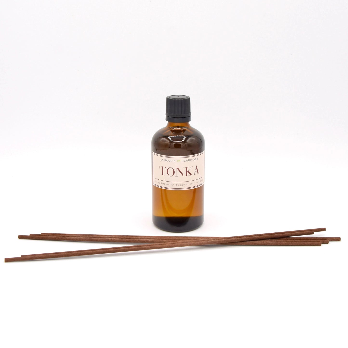 Diffuseur Classique à bâtonnets en Verre Ambré de 100 ml TONKA La Bougie Herbivore diffuseur