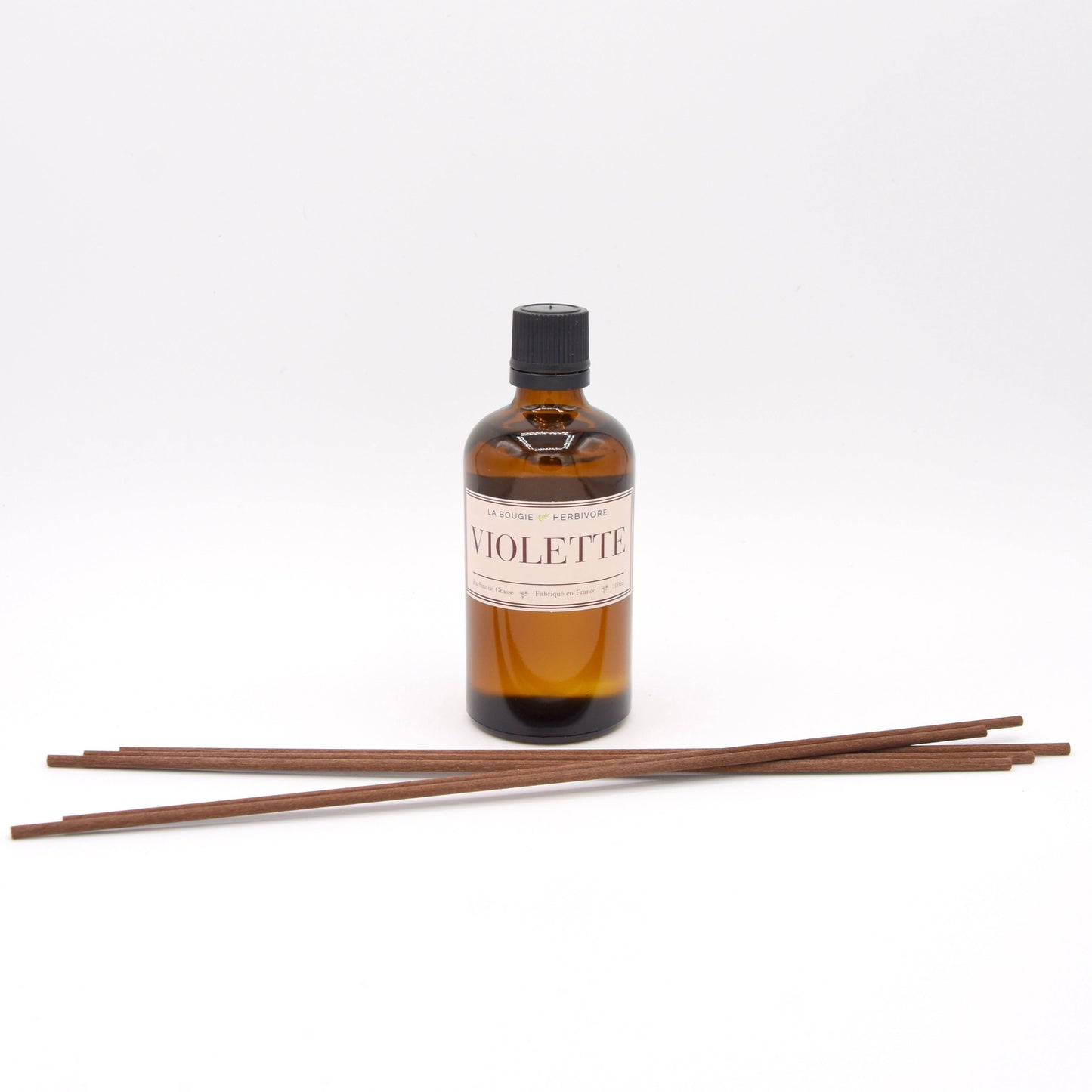 Diffuseur Classique à bâtonnets en Verre Ambré de 100 ml VIOLETTE La Bougie Herbivore diffuseur