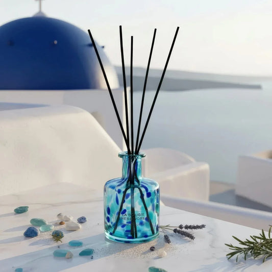 Pack Diffuseur en Verre Santorin 200 ml + Recharge de Parfum - La Bougie Herbivore