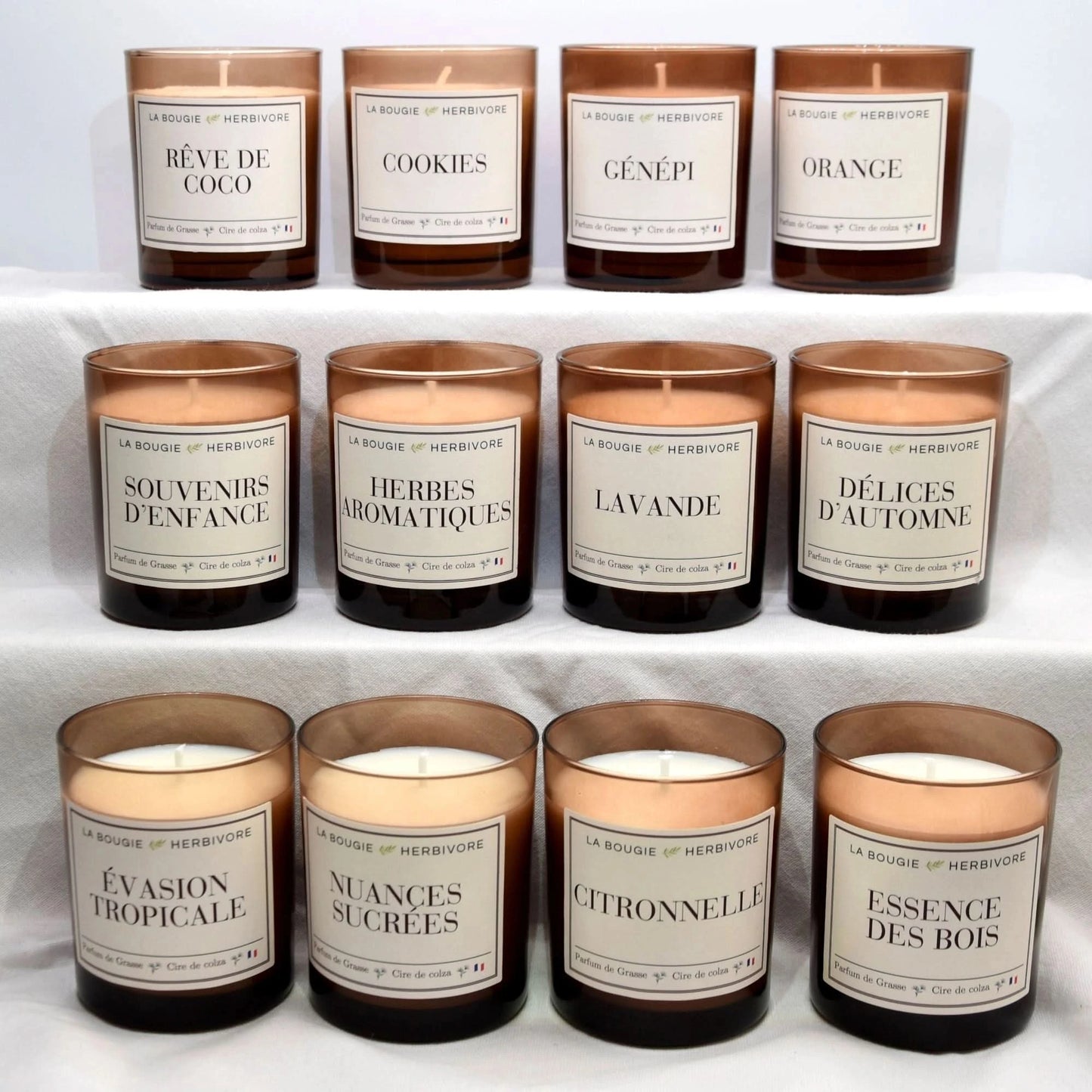 Pack d'implantation 12 bougies verre Ambré cire de Colza 180g La Bougie Herbivore Bougies