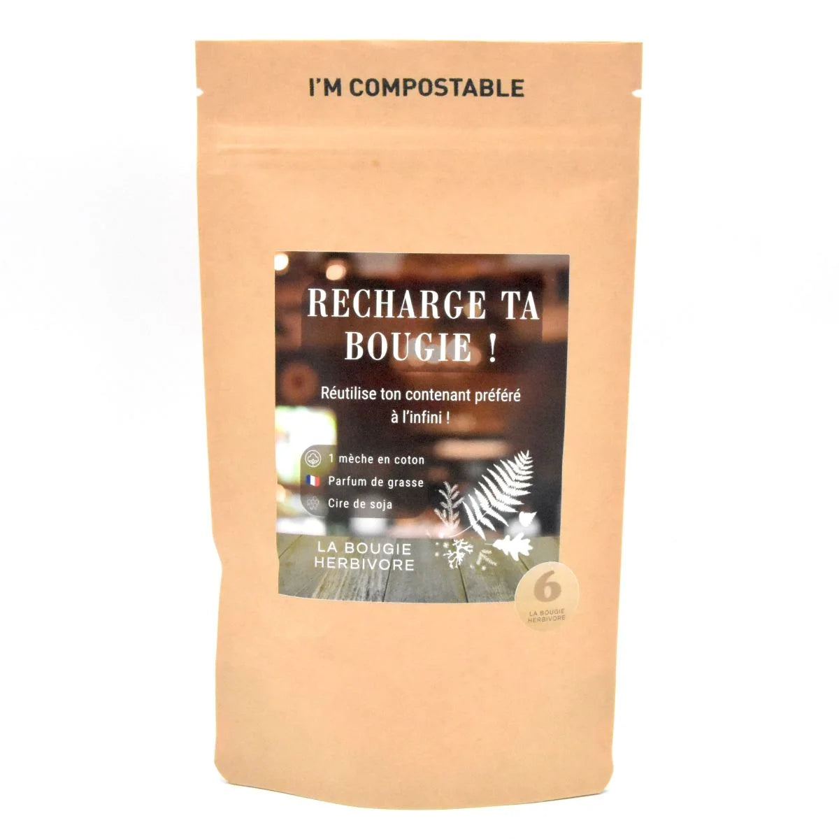 Recharge bougie parfumée 140g (sans pot) parfum Fleur d’Oranger et Verveine