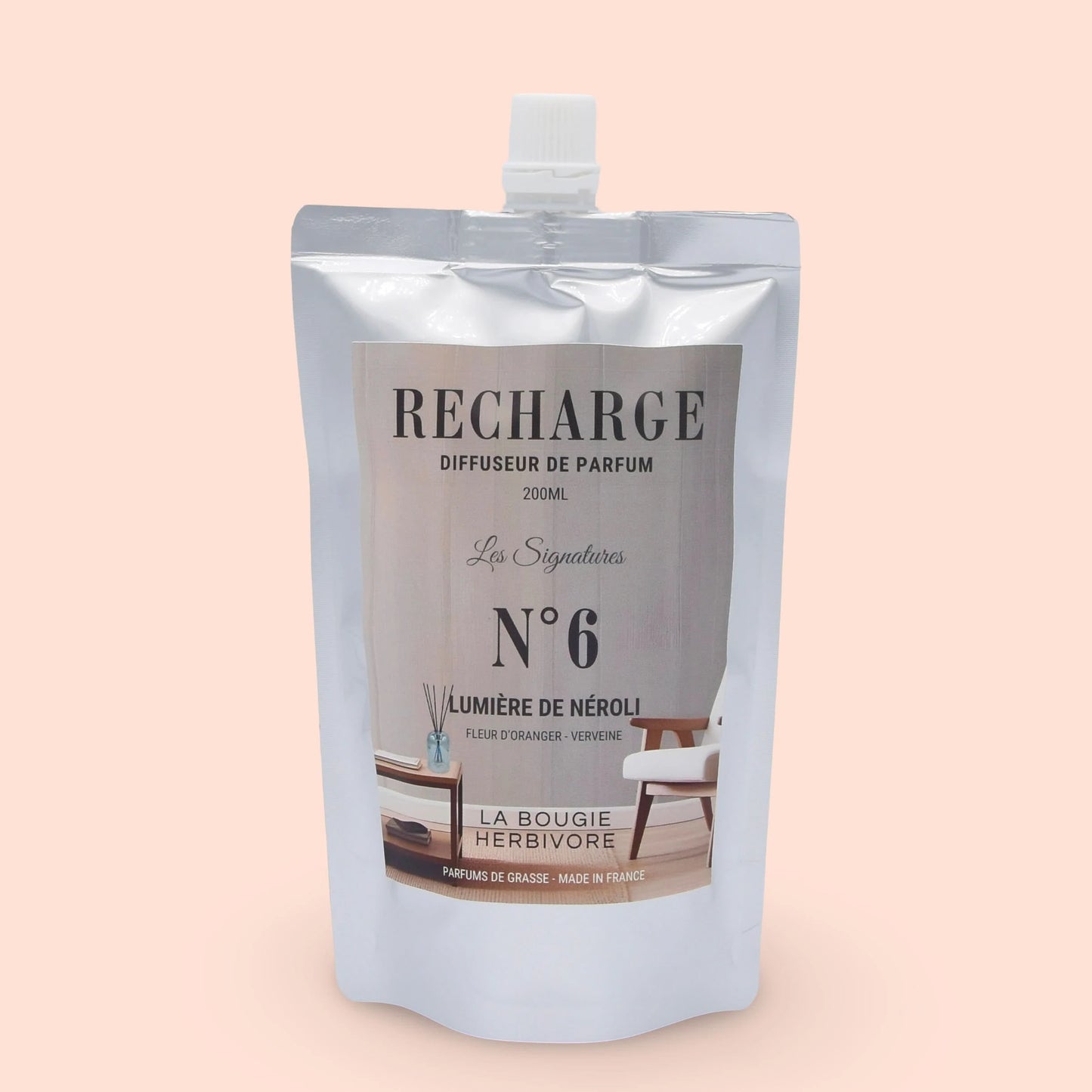 Recharge Diffuseur de Parfum à Bâtonnets No. 6 LUMIERE DE NEROLI - 200ml - Collection les Signatures La Bougie Herbivore diffuseur