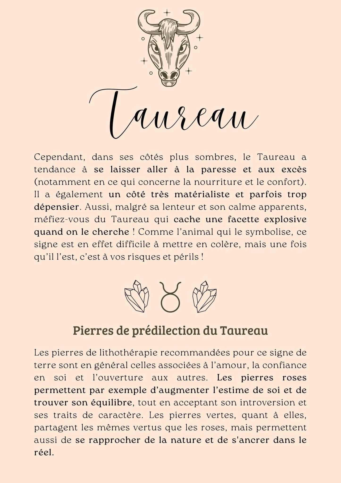 Ebook sur guide pierres astrologiques pour le Taureau avec conseils lithothérapeutiques