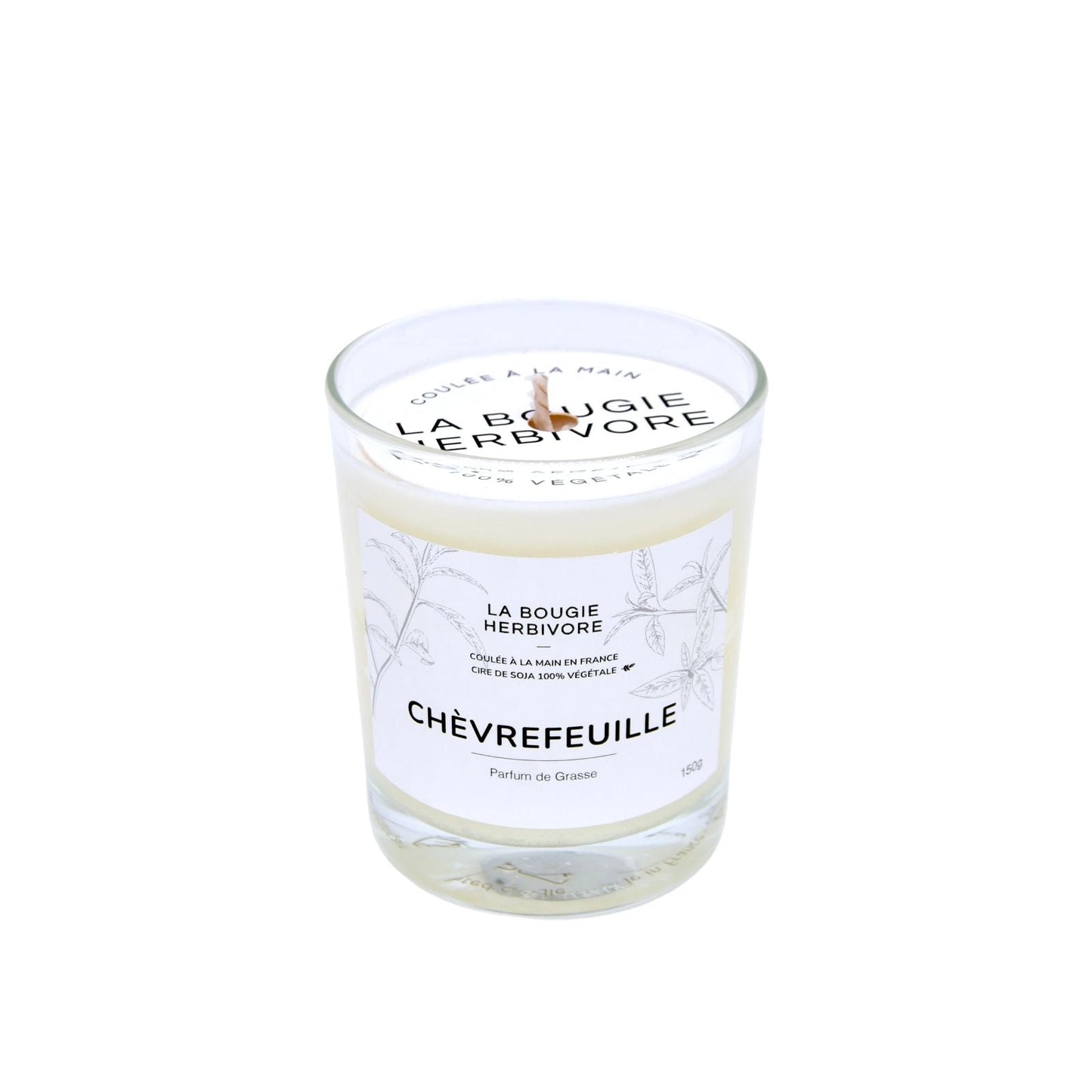 Bougie cire de soja naturelle Chèvrefeuille de La Bougie Herbivore dans un verre élégant