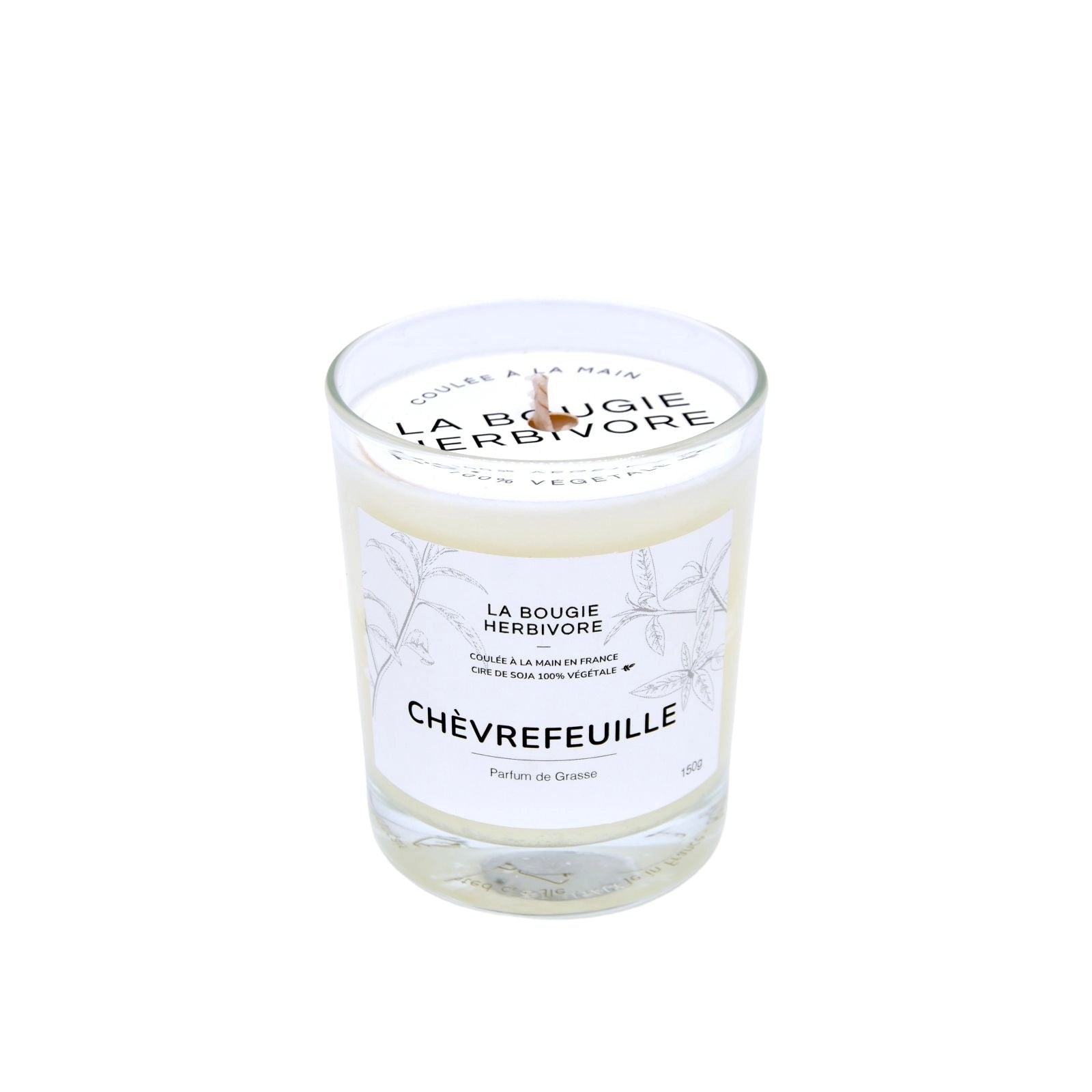 Bougie cire de soja naturelle Chèvrefeuille de La Bougie Herbivore dans un verre élégant