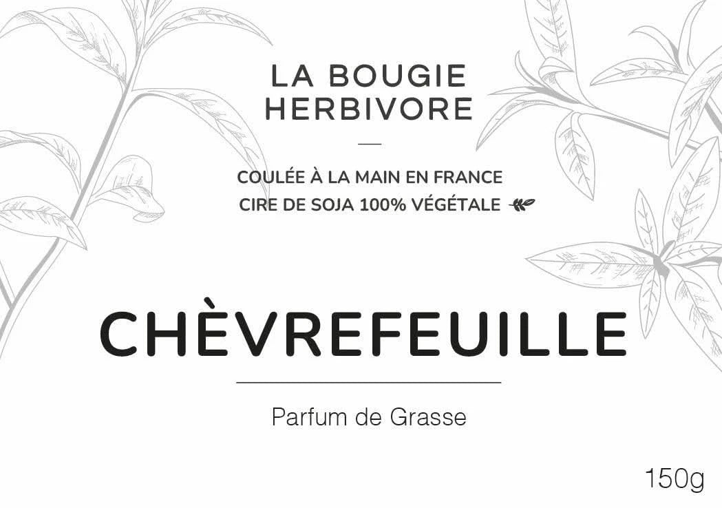 Bougie cire de soja naturelle La Bougie Herbivore parfum Chèvrefeuille coulée à la main en France