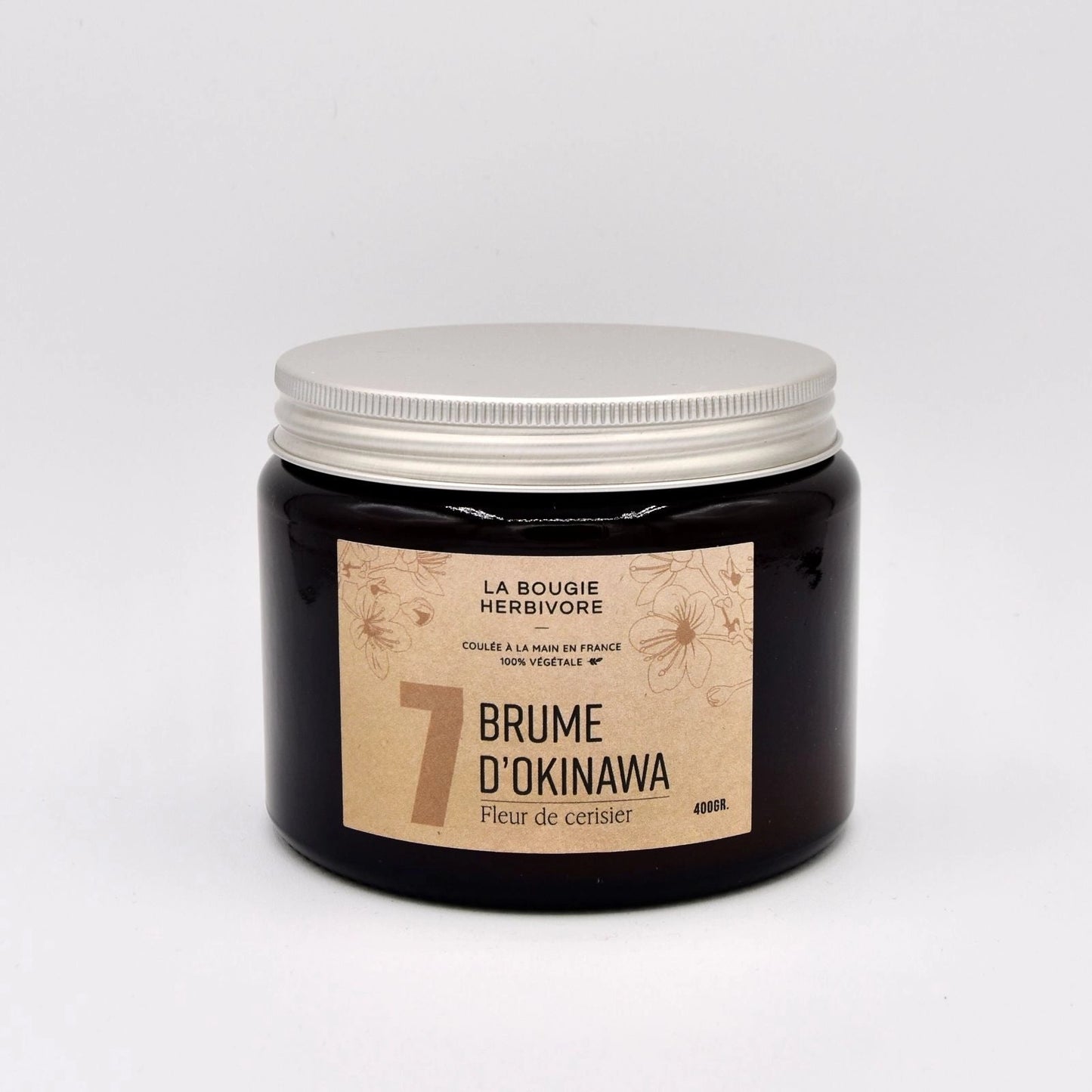 Bougie parfumée fleur de cerisier La Bougie Herbivore dans un pot en verre de 400g