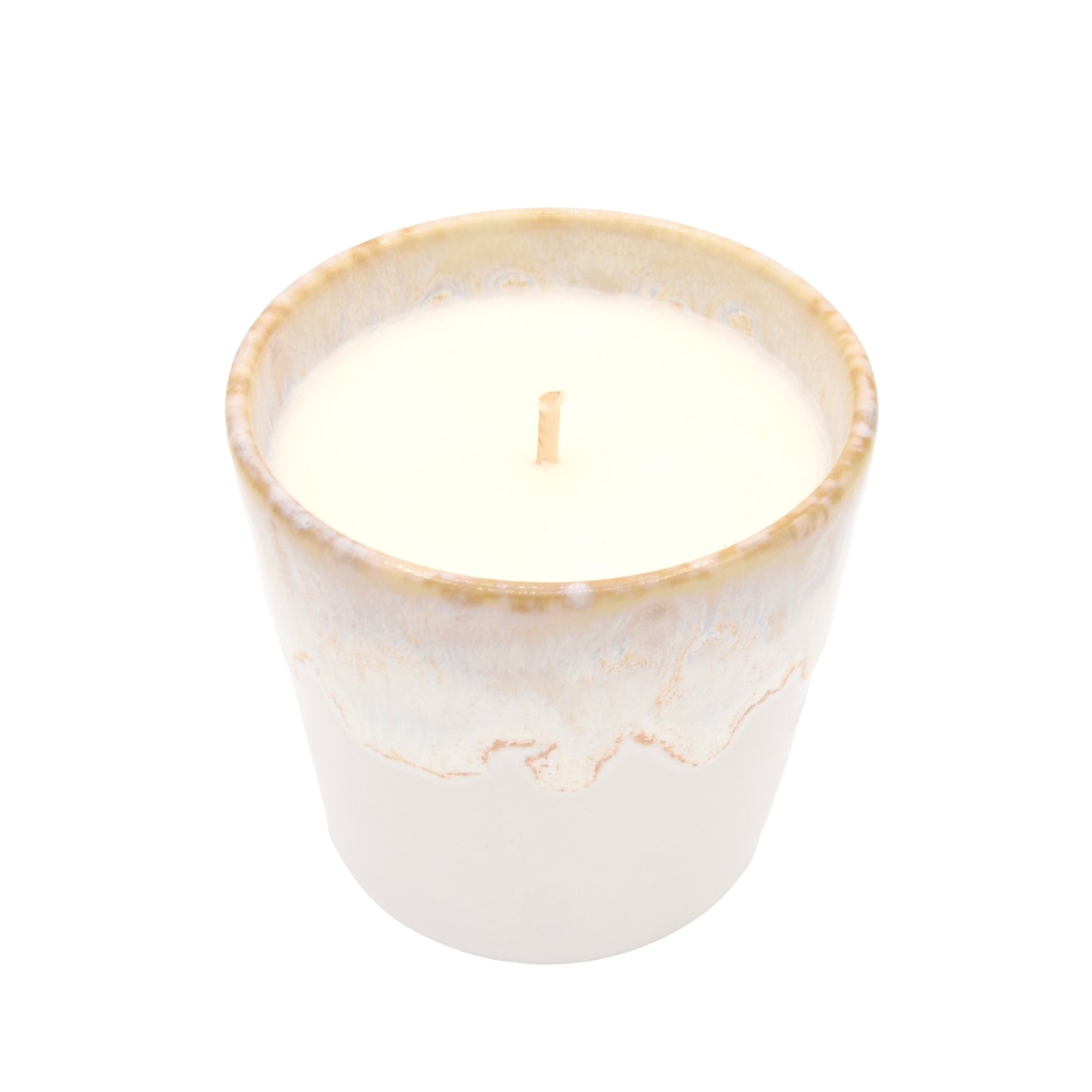 Bougie parfumée lys blanc dans un pot en céramique élégant pour une ambiance apaisante