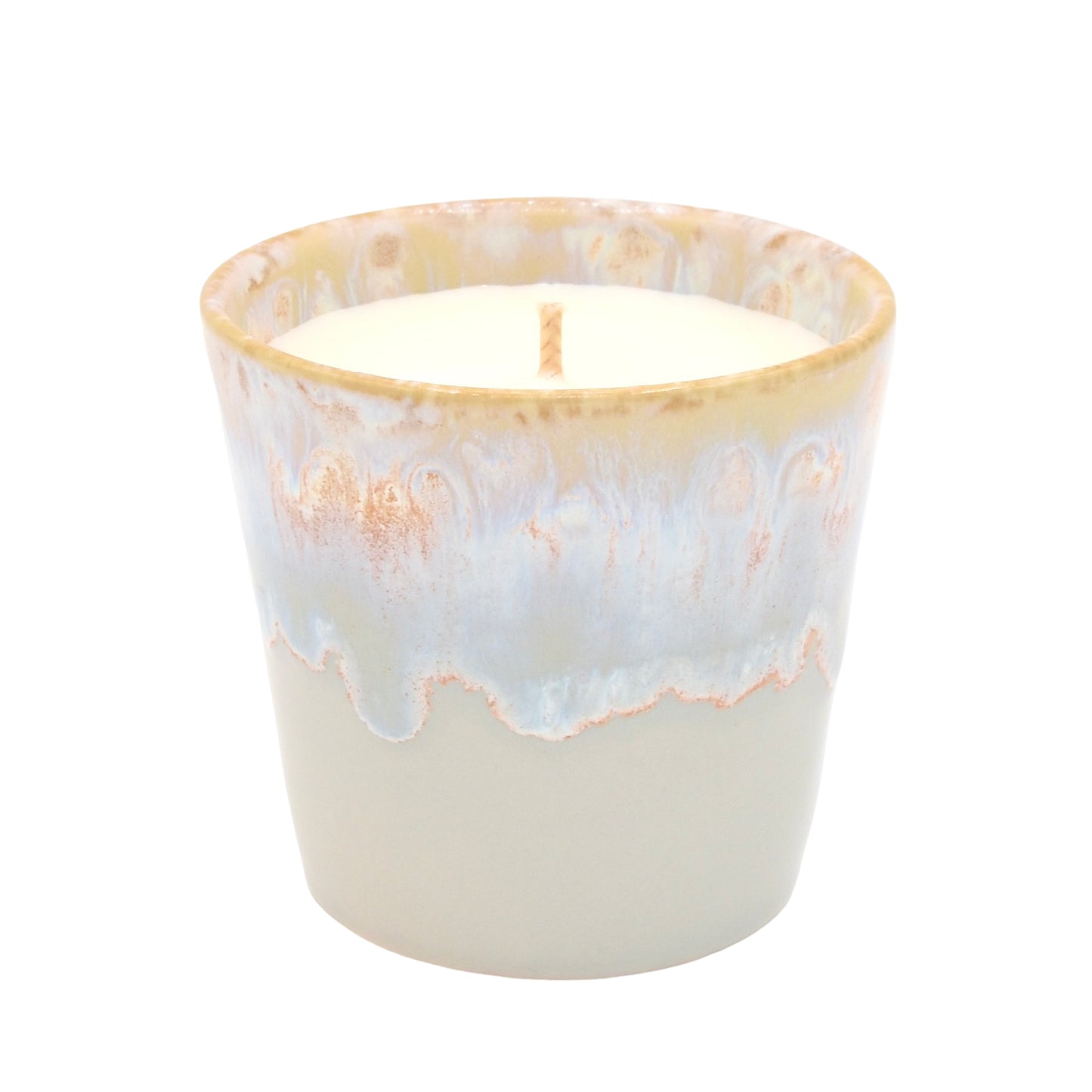 Bougie parfumée Savon de Marseille dans un pot en céramique décoratif aux couleurs douces