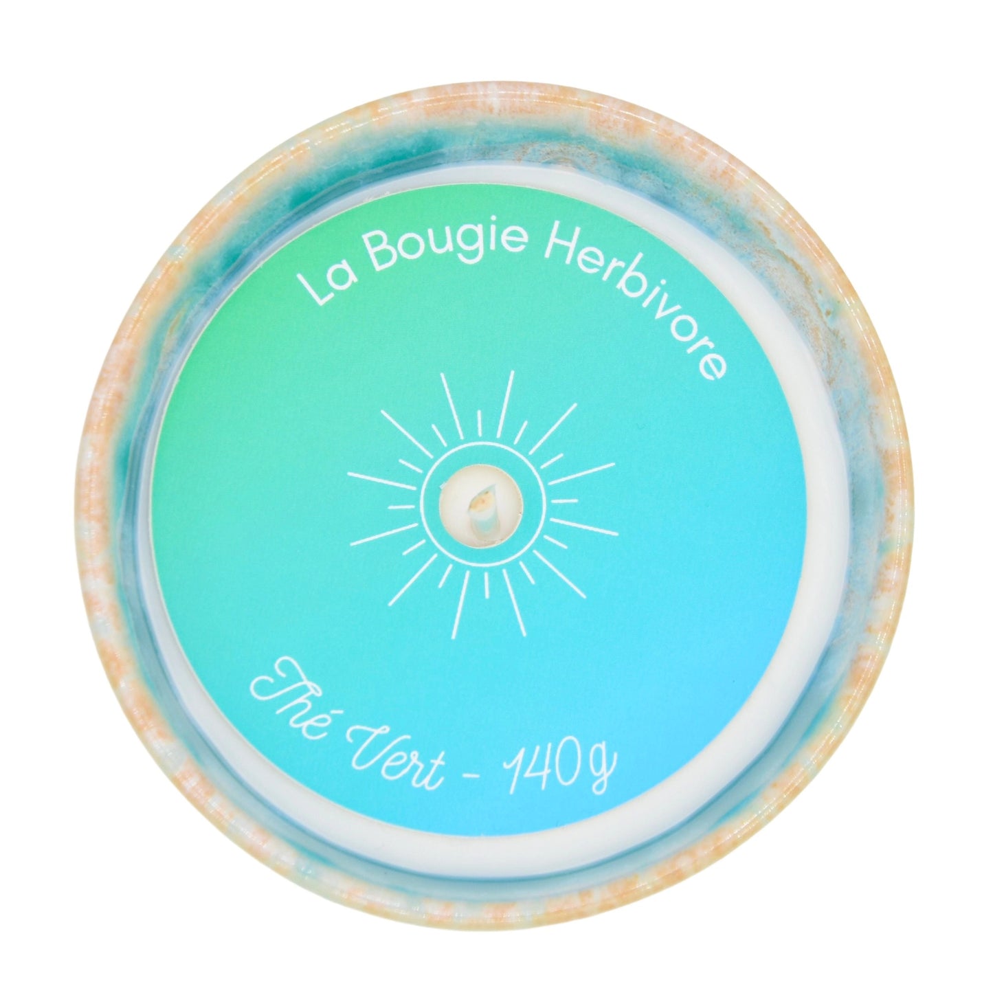 Bougie parfumée thé vert La Bougie Herbivore de 140g avec un design apaisant