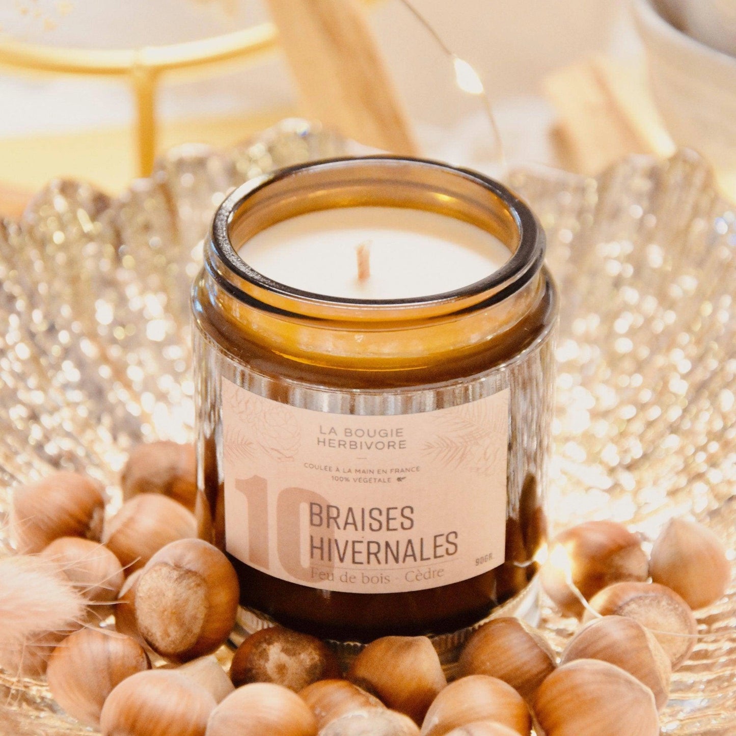 Bougie parfumée No. 10 BRAISES HIVERNALES - Feu de Bois + Cèdre La Bougie Herbivore Bougies