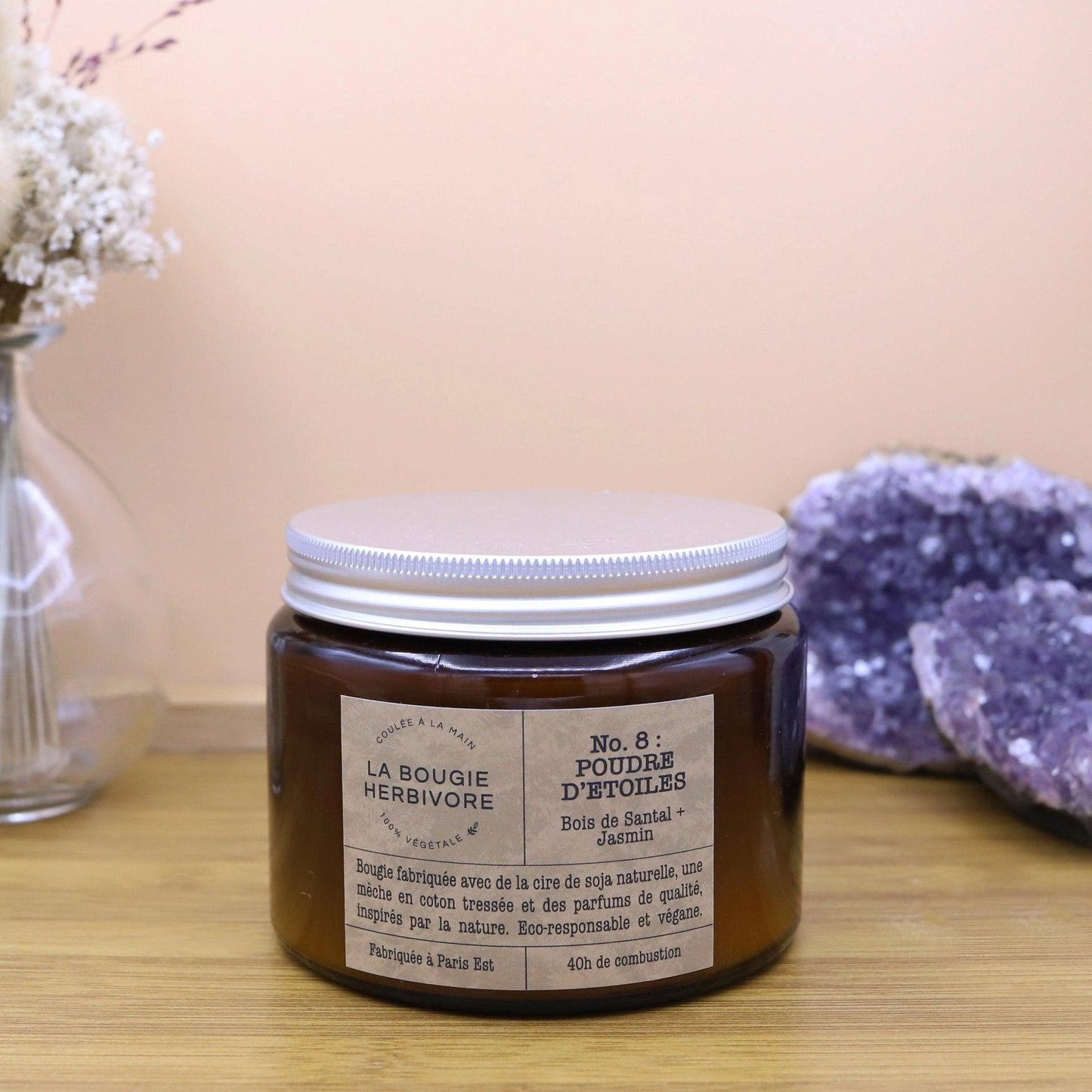 Bougie parfumée No. 8 POUDRE D'ETOILES - Bois de Santal - Jasmin La Bougie Herbivore Bougies