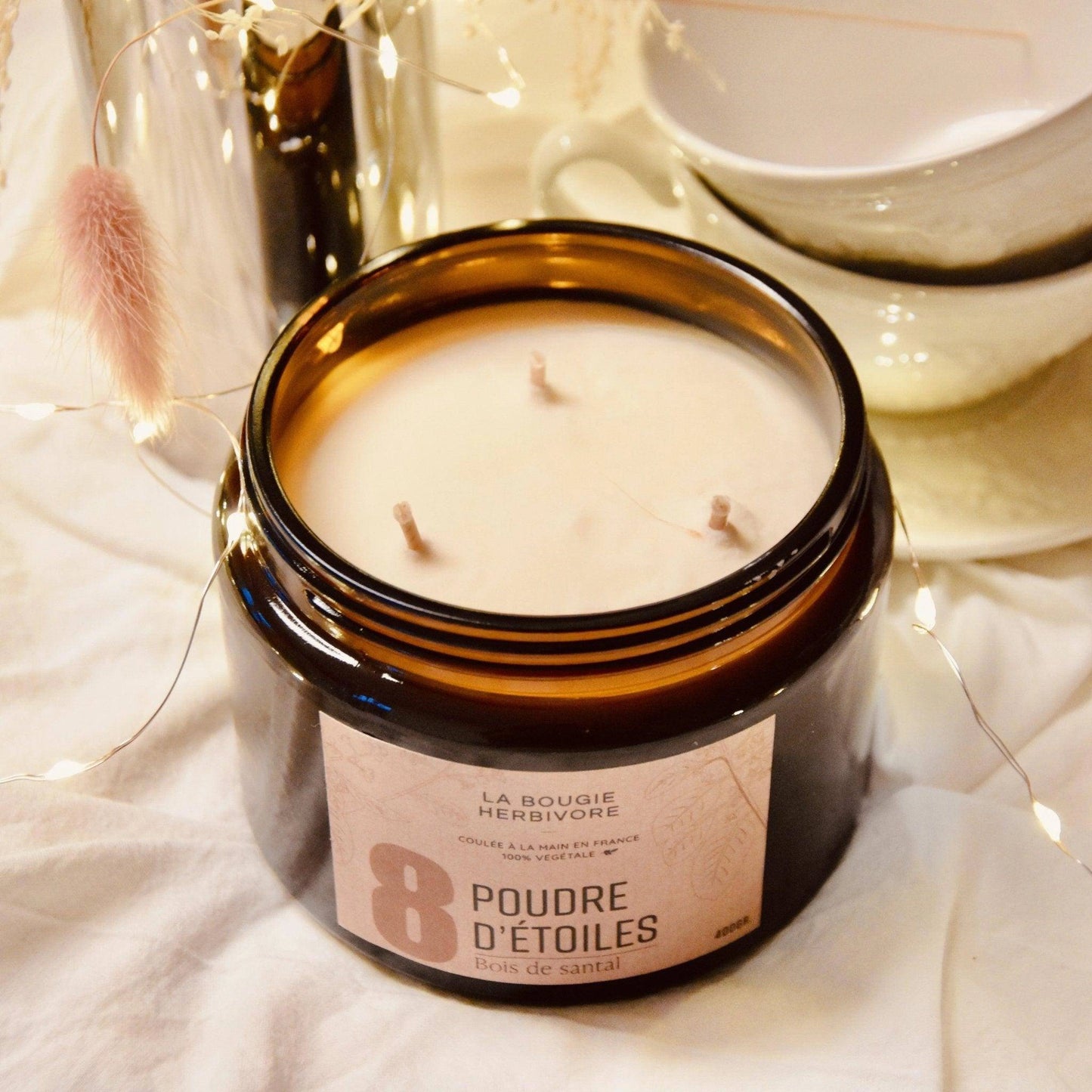 Bougie parfumée No. 8 POUDRE D'ETOILES - Bois de Santal - Jasmin La Bougie Herbivore Bougies