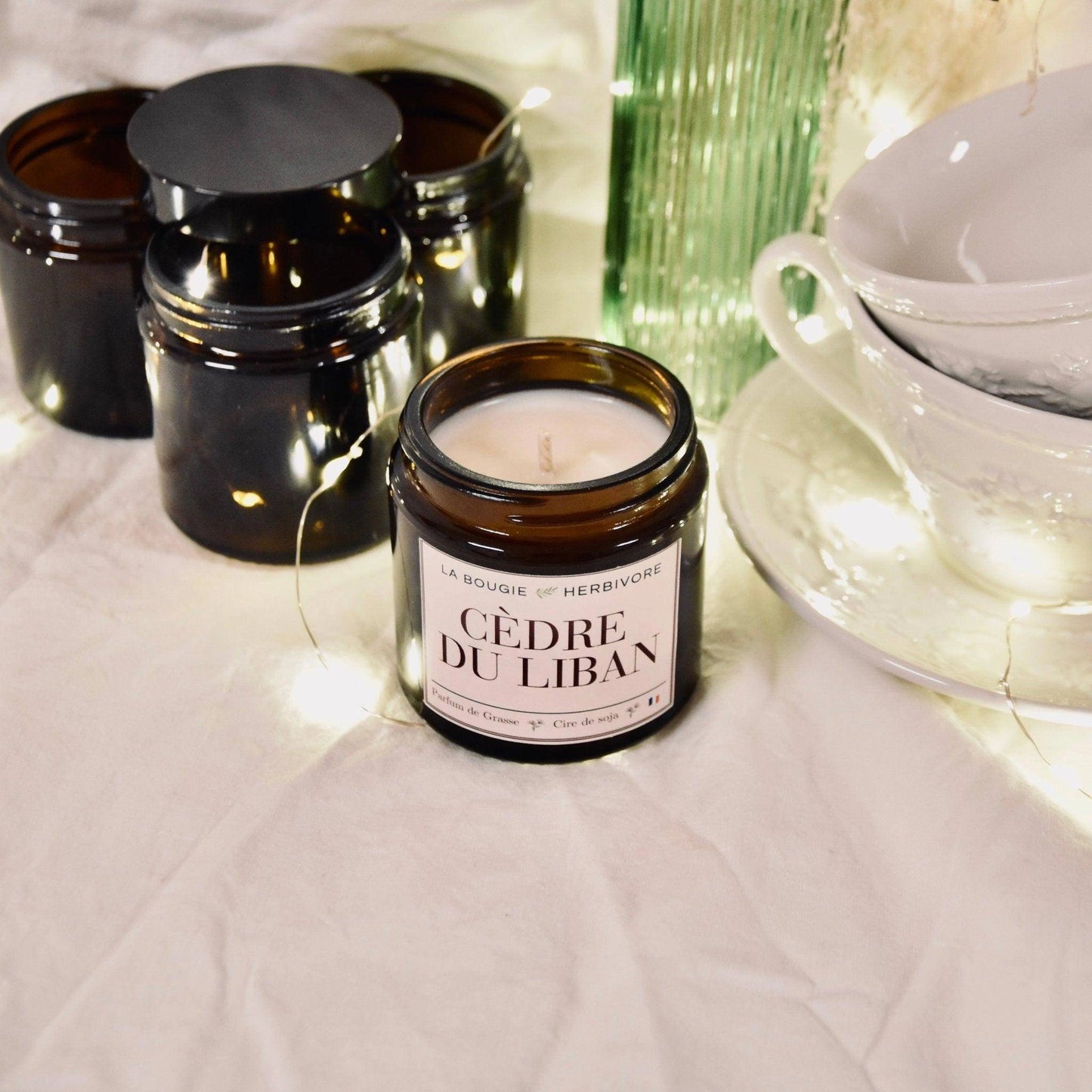 Bougie parfumée "Cèdre du Liban" à la cire végétale de soja 90g La Bougie Herbivore Bougies