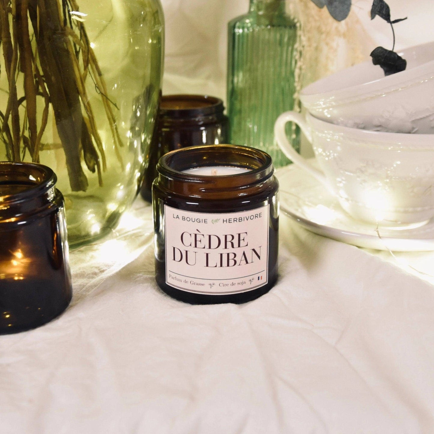 Bougie parfumée "Cèdre du Liban" à la cire végétale de soja 90g La Bougie Herbivore Bougies