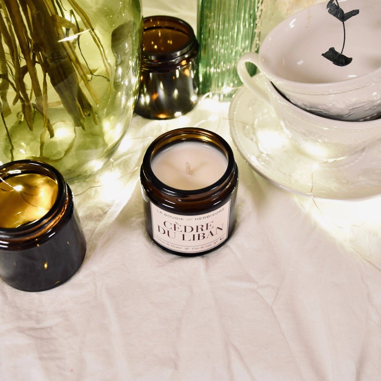 Bougie parfumée "Cèdre du Liban" à la cire végétale de soja 90g La Bougie Herbivore Bougies