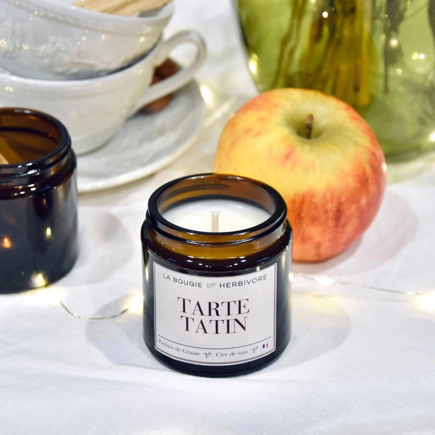 Bougie parfumée "Tarte tatin" à la cire végétale de soja 90g La Bougie Herbivore Bougies