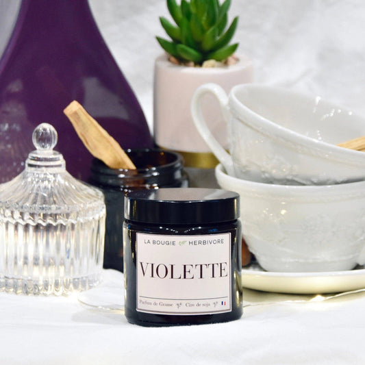 Bougie parfumée "Violette" à la cire végétale de soja 90g La Bougie Herbivore Bougies