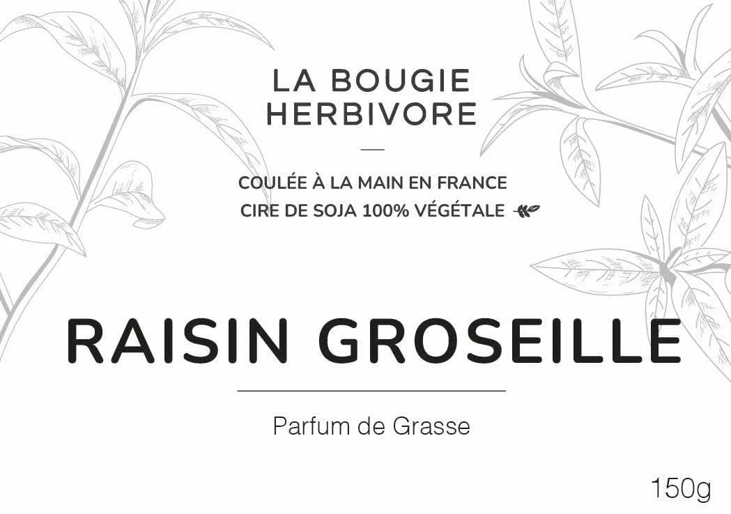 Raisin groseille - Bougie parfumée à la cire végétale de soja 150g La Bougie Herbivore Bougies