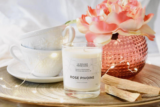 Rose Pivoine - Bougie parfumée à la cire végétale de soja 150g La Bougie Herbivore Bougies