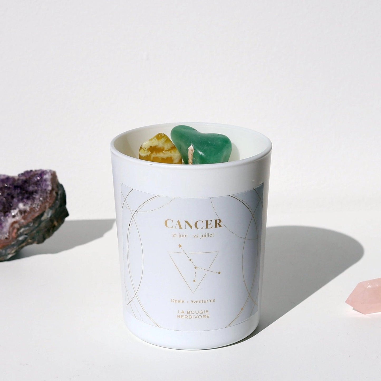 Bougie Astro Signe du CANCER + Pierre Opale et Aventurine La Bougie Herbivore Bougies