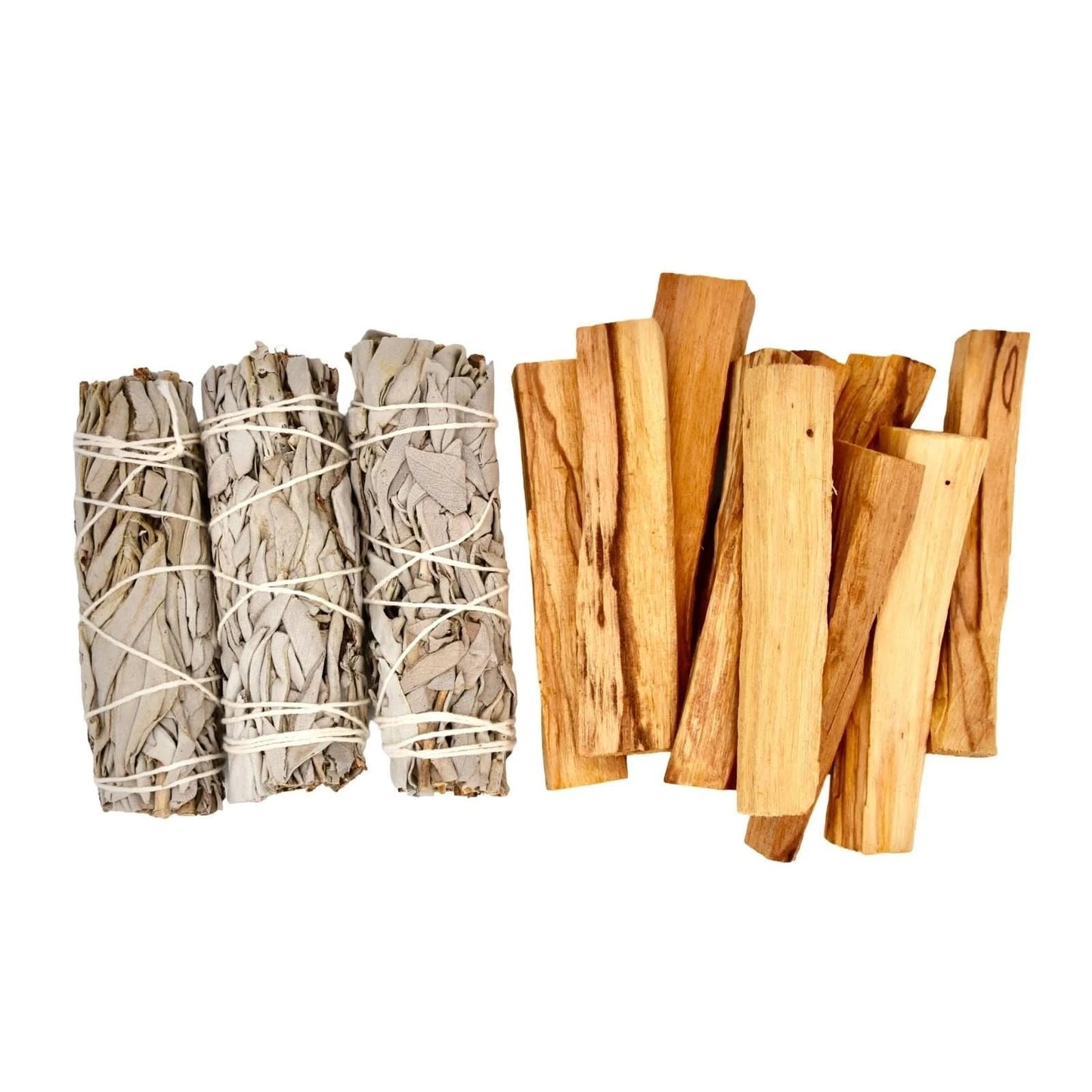 Coffret purification sauges avec bâtonnets de sauge blanche et palo santo pour purification énergétique
