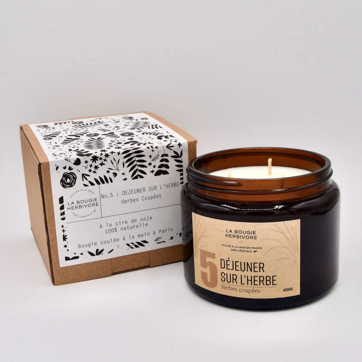 Bougie artisanale made in France - No. 5 DEJEUNER SUR L'HERBE La Bougie Herbivore Bougies