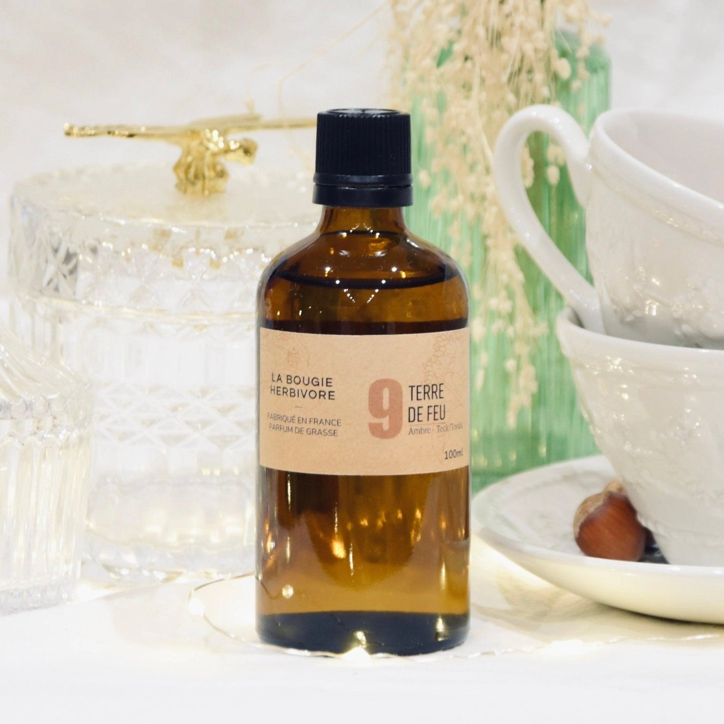 Diffuseur Tonka made in France de La Bougie Herbivore en verre avec étiquette élégante