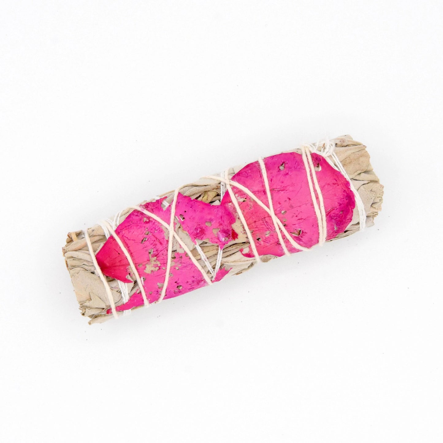 Bâton de sauge blanche et pétales de rose pour purification et méditation, légers et aromatiques