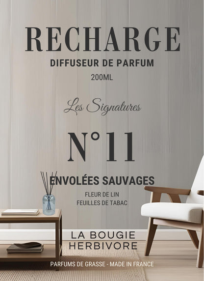 Recharge Diffuseur de Parfum à Bâtonnets No. 11 ENVOLEE SAUVAGE - 200ml - Collection les Signatures La Bougie Herbivore diffuseur