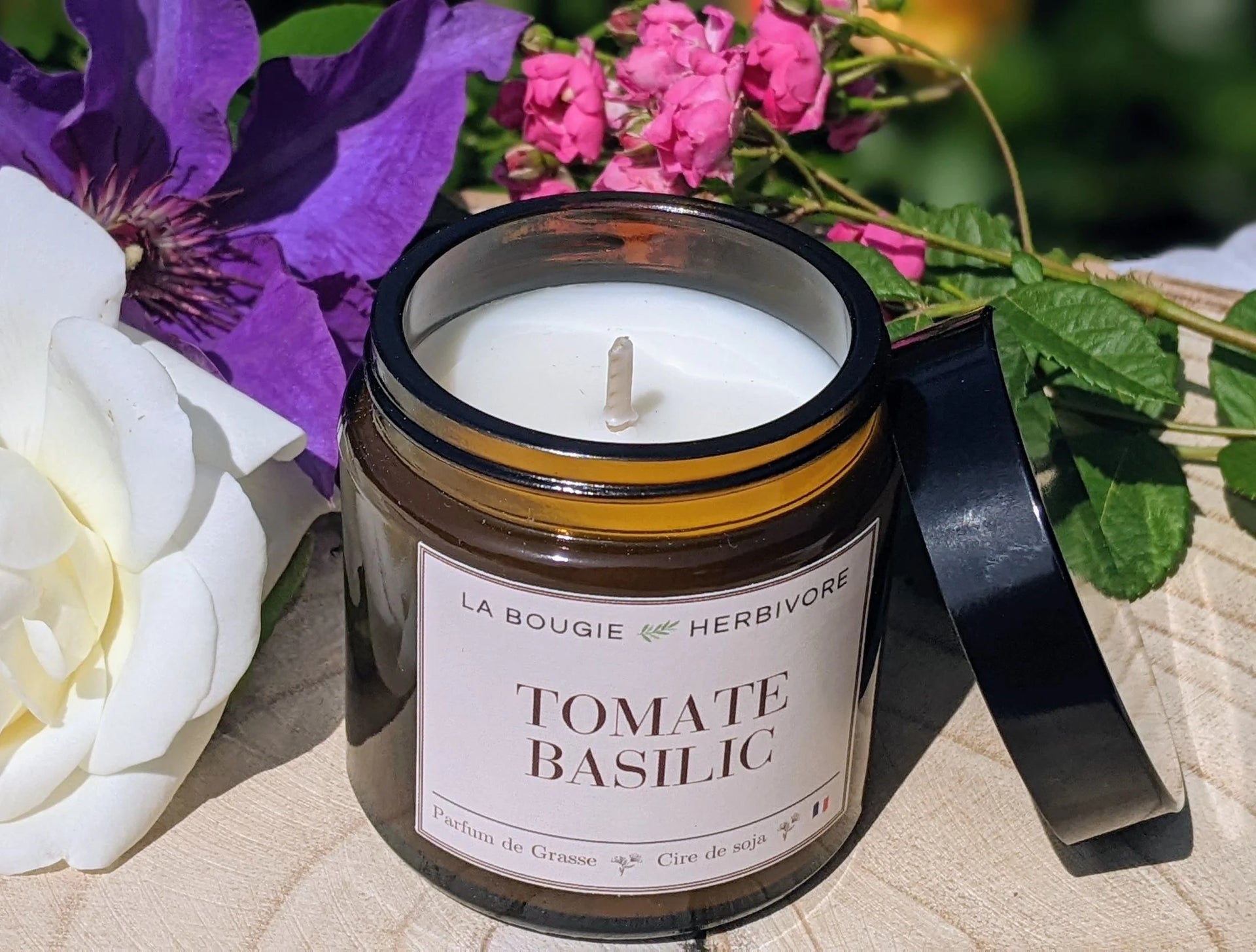 Bougie parfumée Tomate basilic à la cire végétale de soja 90g - La Bougie Herbivore  BOUGIE_20H/90G-TOMA 16.00 EUR