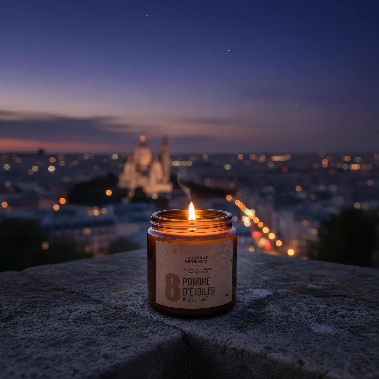 bougie artisanale naturelle – Poudre d’Étoiles – Santal & Jasmin