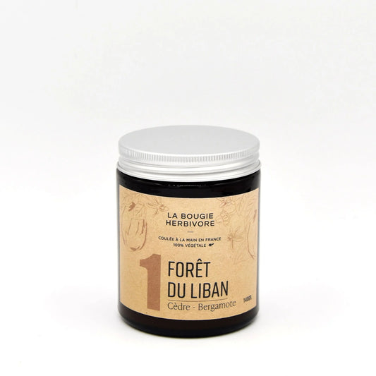 Bougie parfumée cèdre Bergamote No. 1 FORET DU LIBAN - La Bougie Herbivore  BOUGIE_25H/90G-N01