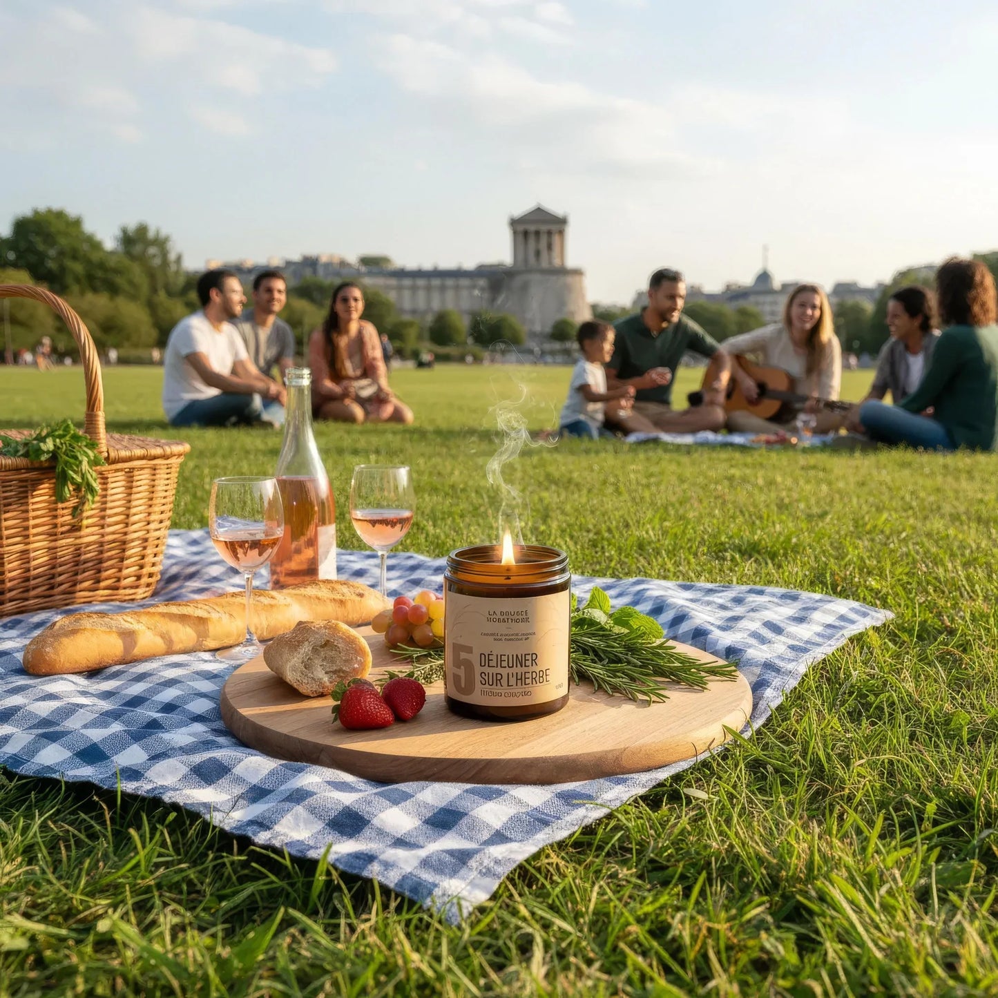 bougie artisanale naturelle – Déjeuner sur l’Herbe – Herbes Coupées